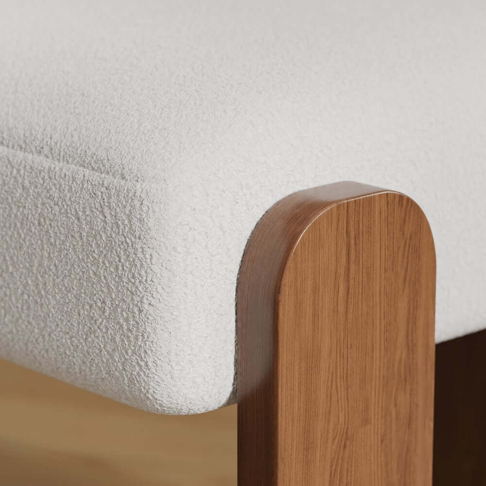 Mid-Century Modern White Boucle Dining Side Chair