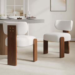 Mid-Century Modern White Boucle Dining Side Chair Main Product Image