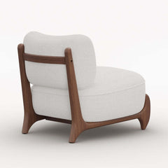 Mid-Century Modern White Boucle Upholstered Side Chair