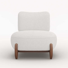 Mid-Century Modern White Boucle Upholstered Side Chair