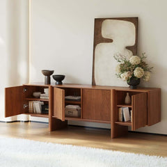 Mid-Century Walnut TV Stand With Adjustable Shelves