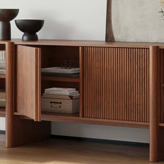 Mid-Century Walnut TV Stand With Adjustable Shelves