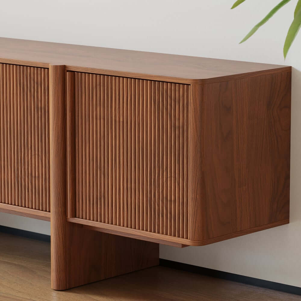Mid-Century Walnut TV Stand With Adjustable Shelves