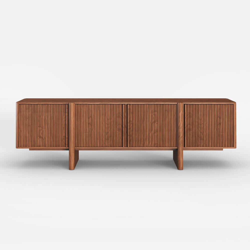 Mid-Century Walnut TV Stand With Adjustable Shelves