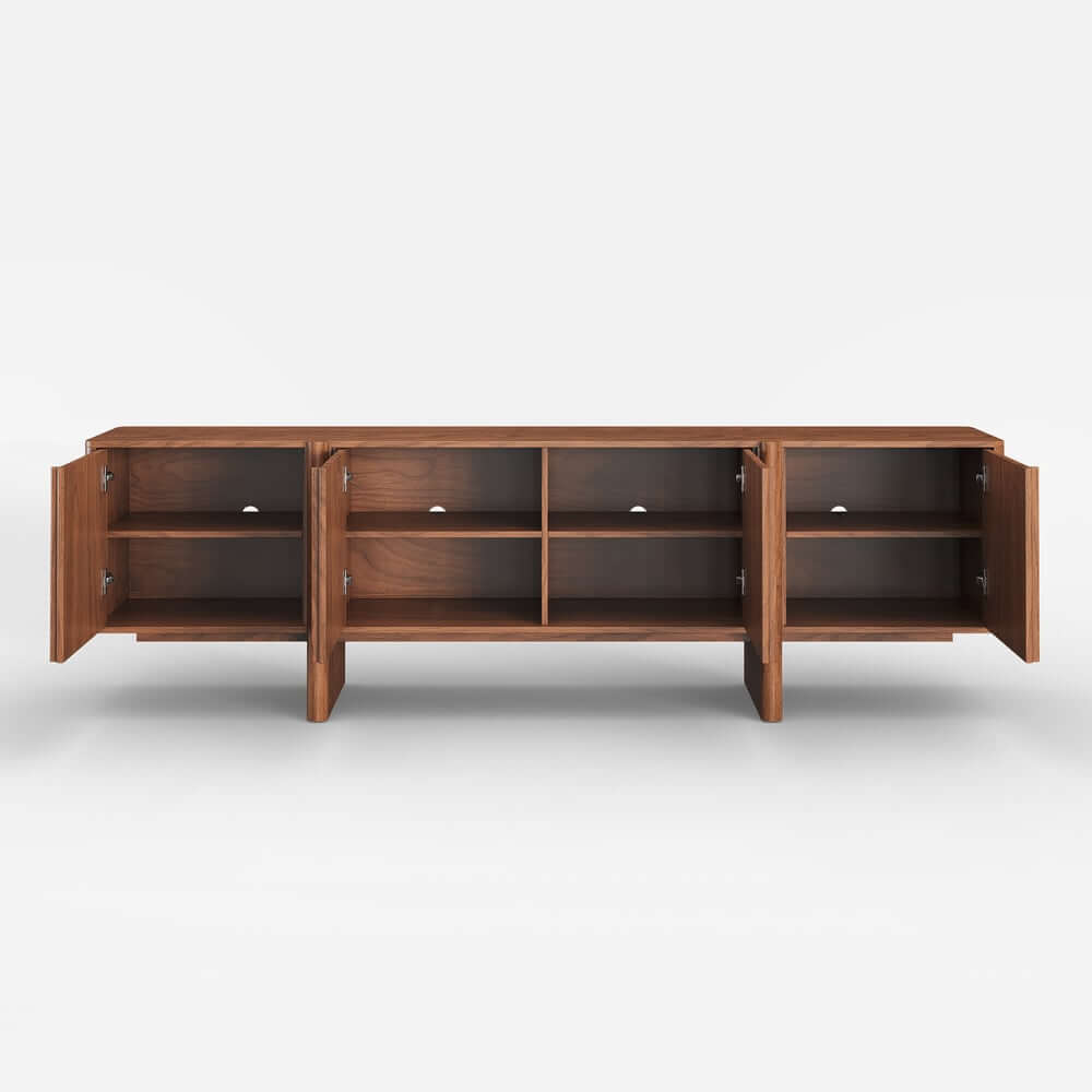 Mid-Century Walnut TV Stand With Adjustable Shelves