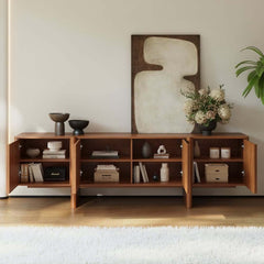 Mid-Century Walnut TV Stand With Adjustable Shelves