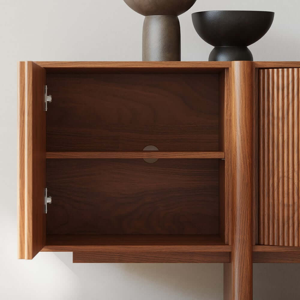Mid-Century Walnut TV Stand With Adjustable Shelves