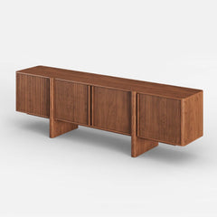 Mid-Century Walnut TV Stand With Adjustable Shelves
