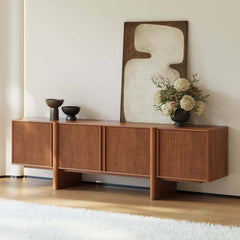Mid-Century Walnut TV Stand With Adjustable Shelves Main Product Image