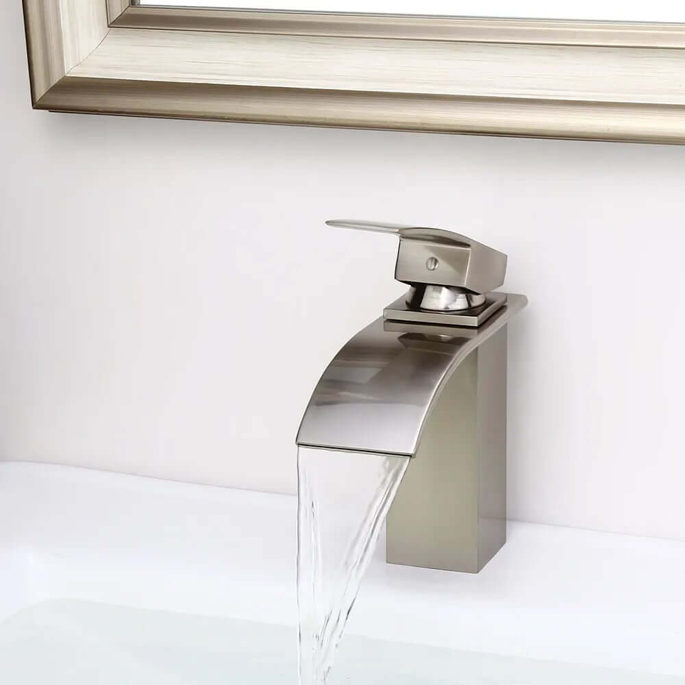 Milly Modern Brass Waterfall Bathroom Faucet with Lever Handle