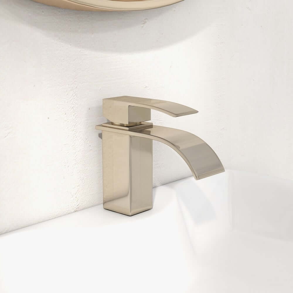 Milly Modern Brass Waterfall Bathroom Faucet with Lever Handle