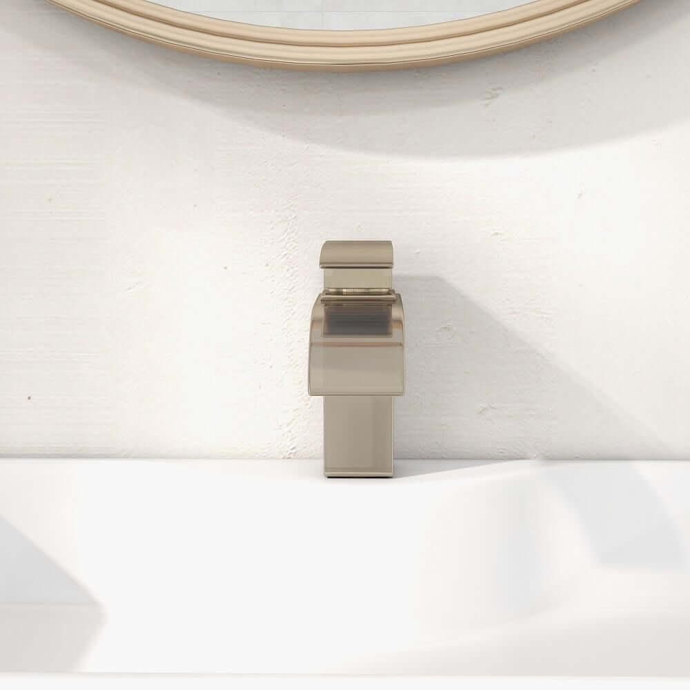 Milly Modern Brass Waterfall Bathroom Faucet with Lever Handle