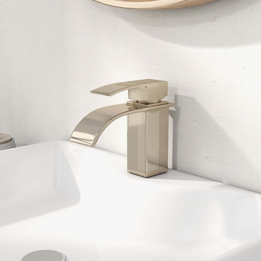 Milly Modern Brass Waterfall Bathroom Faucet with Lever Handle