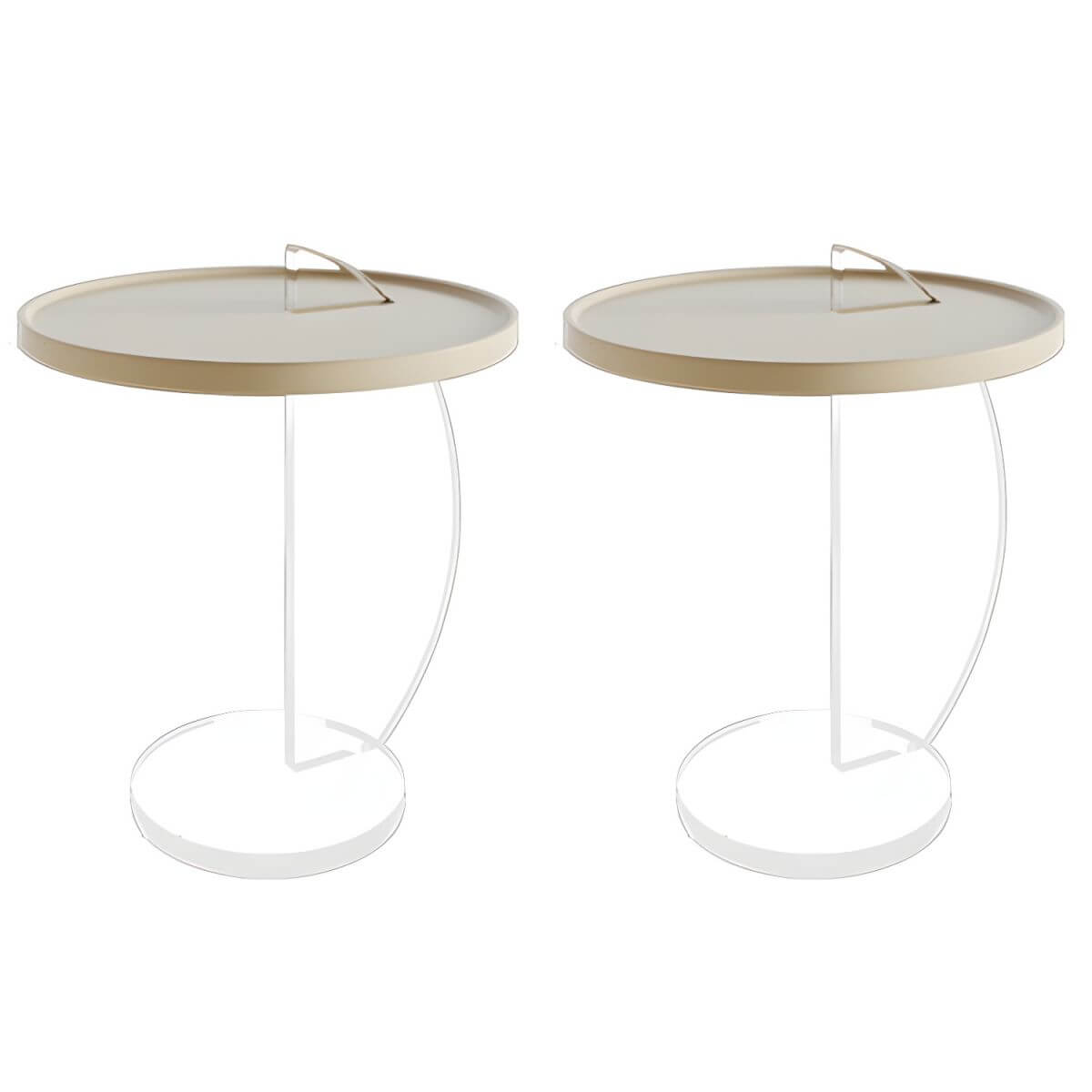 Minimalist Round End Table with Wood Top and Clear Support