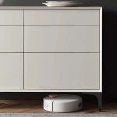 Minimalist Six-Drawer Dresser in Off White with Solid Wood Frame