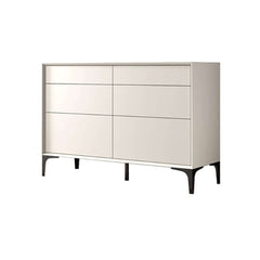 Minimalist Six-Drawer Dresser in Off White with Solid Wood Frame