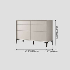 Minimalist Six-Drawer Dresser in Off White with Solid Wood Frame Dimensions