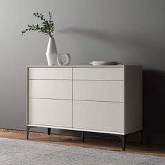 Minimalist Six-Drawer Dresser in Off White with Solid Wood Frame Main Product Image