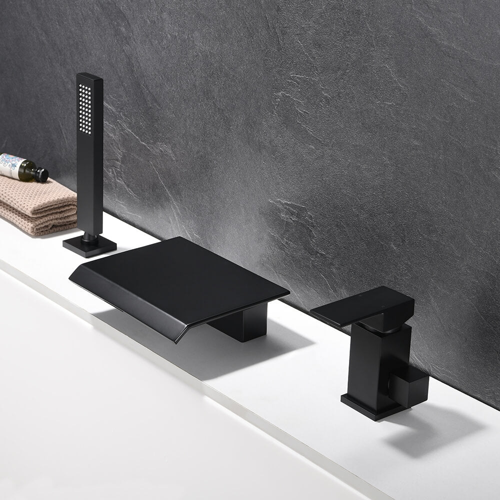 Moda Collection Deck Mounted Bathroom Faucet with Hand Shower Main Product Image