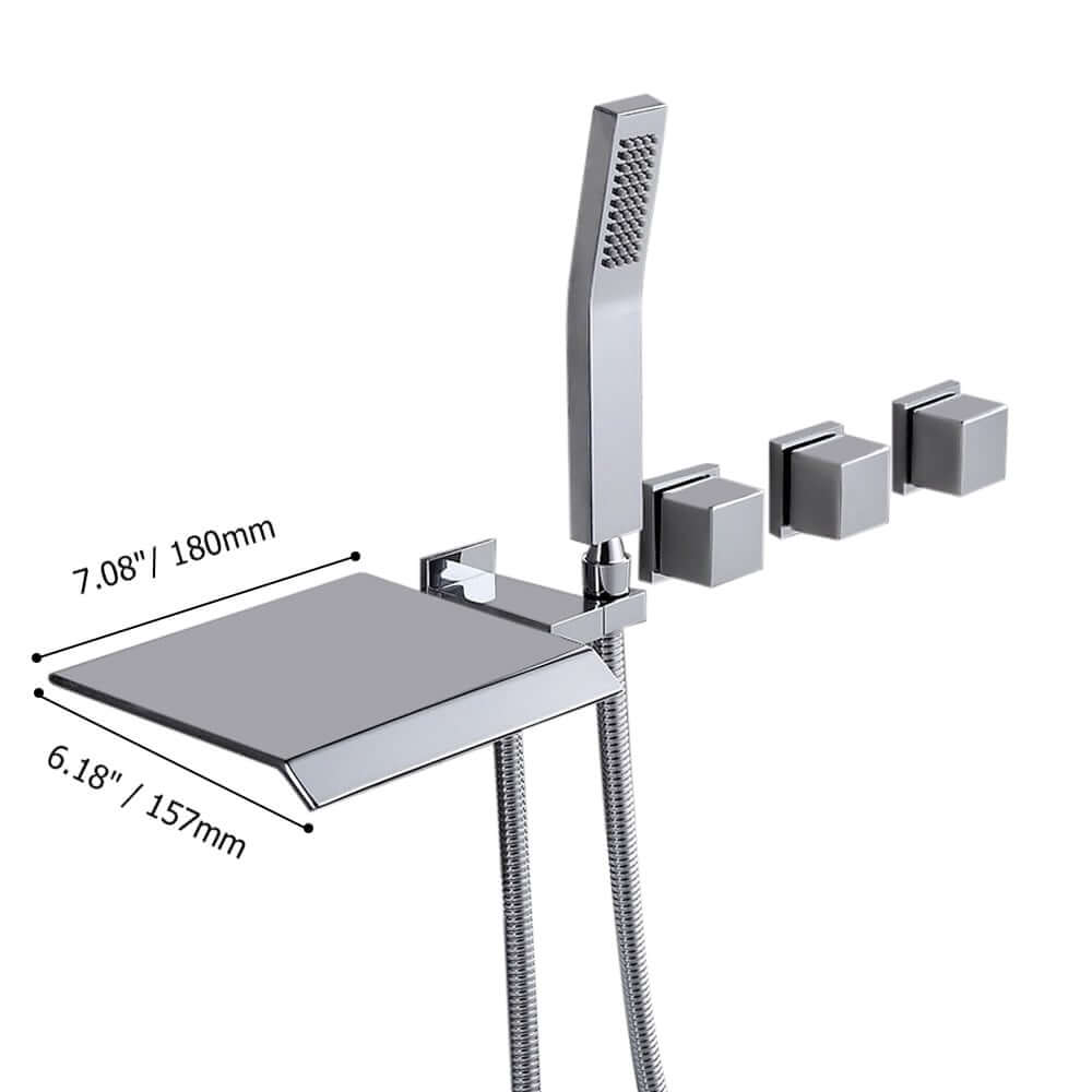 Moda Wall Mounted Bathtub Faucet with Hand Shower in Chrome