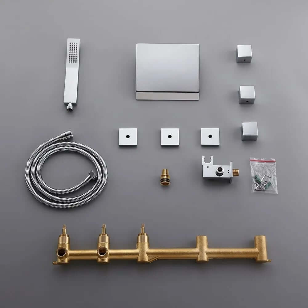 Moda Wall Mounted Bathtub Faucet with Hand Shower in Chrome