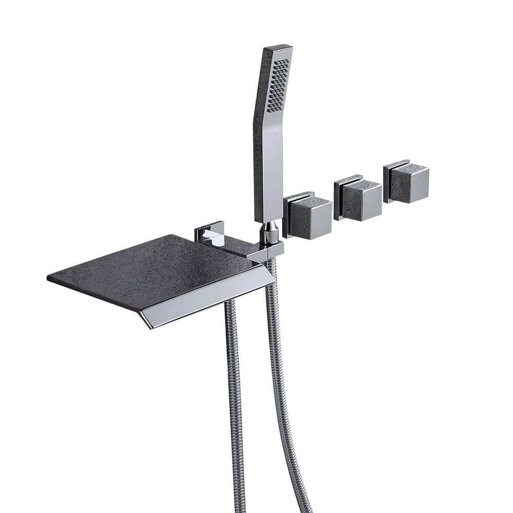 Moda Wall Mounted Bathtub Faucet with Hand Shower in Chrome