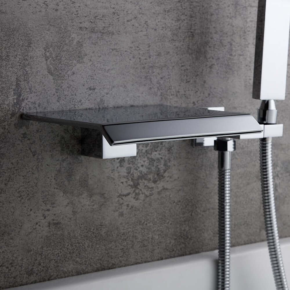 Moda Wall Mounted Bathtub Faucet with Hand Shower in Chrome