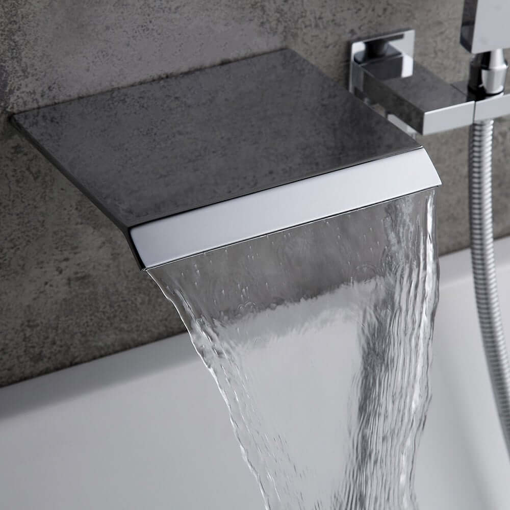 Moda Wall Mounted Bathtub Faucet with Hand Shower in Chrome