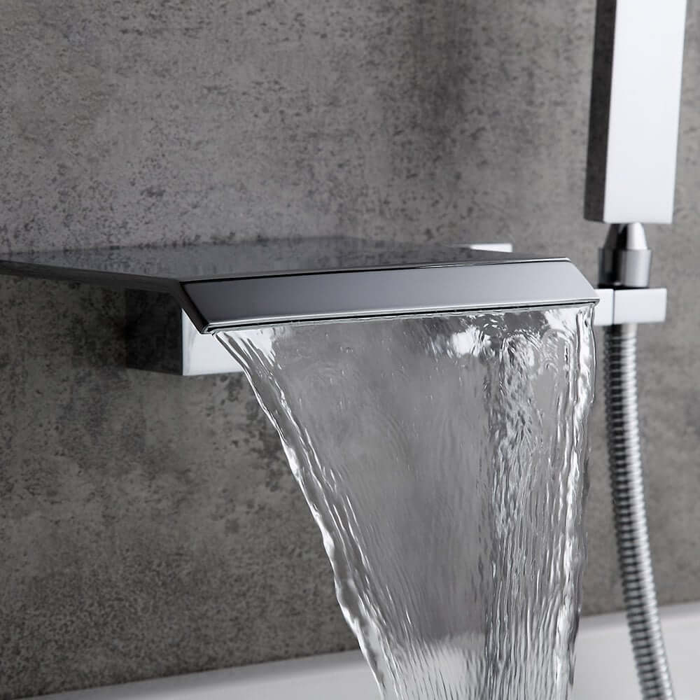 Moda Wall Mounted Bathtub Faucet with Hand Shower in Chrome