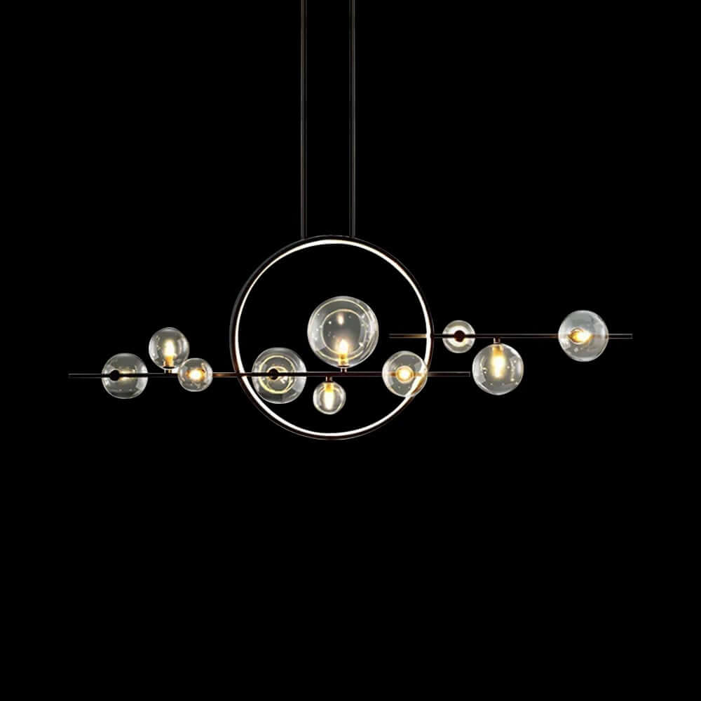 Modern 10-Light Black and Gold Linear Kitchen Island Chandelier