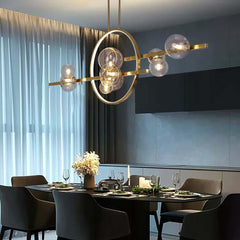 Modern 10-Light Black and Gold Linear Kitchen Island Chandelier