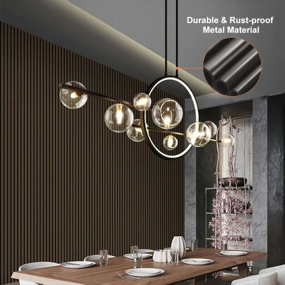 Modern 10-Light Black and Gold Linear Kitchen Island Chandelier