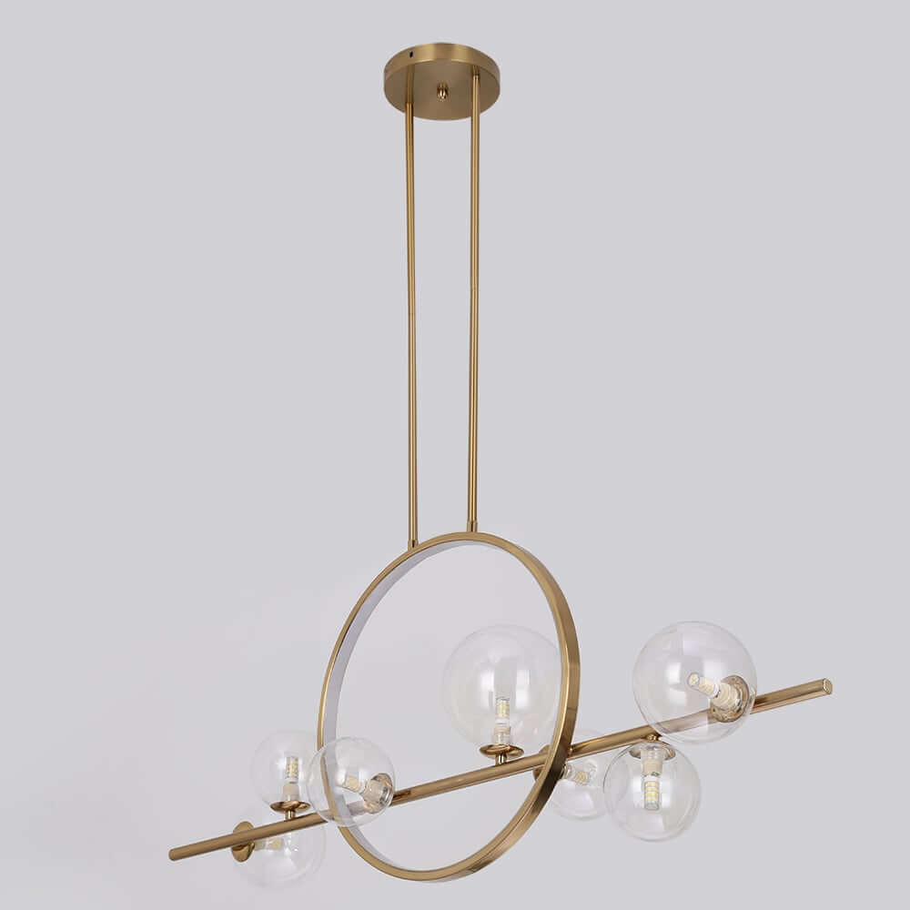 Modern 10-Light Black and Gold Linear Kitchen Island Chandelier