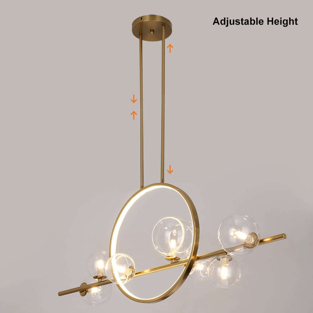 Modern 10-Light Black and Gold Linear Kitchen Island Chandelier