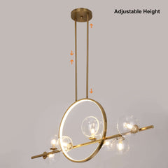 Modern 10-Light Black and Gold Linear Kitchen Island Chandelier