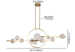 Modern 10-Light Black and Gold Linear Kitchen Island Chandelier