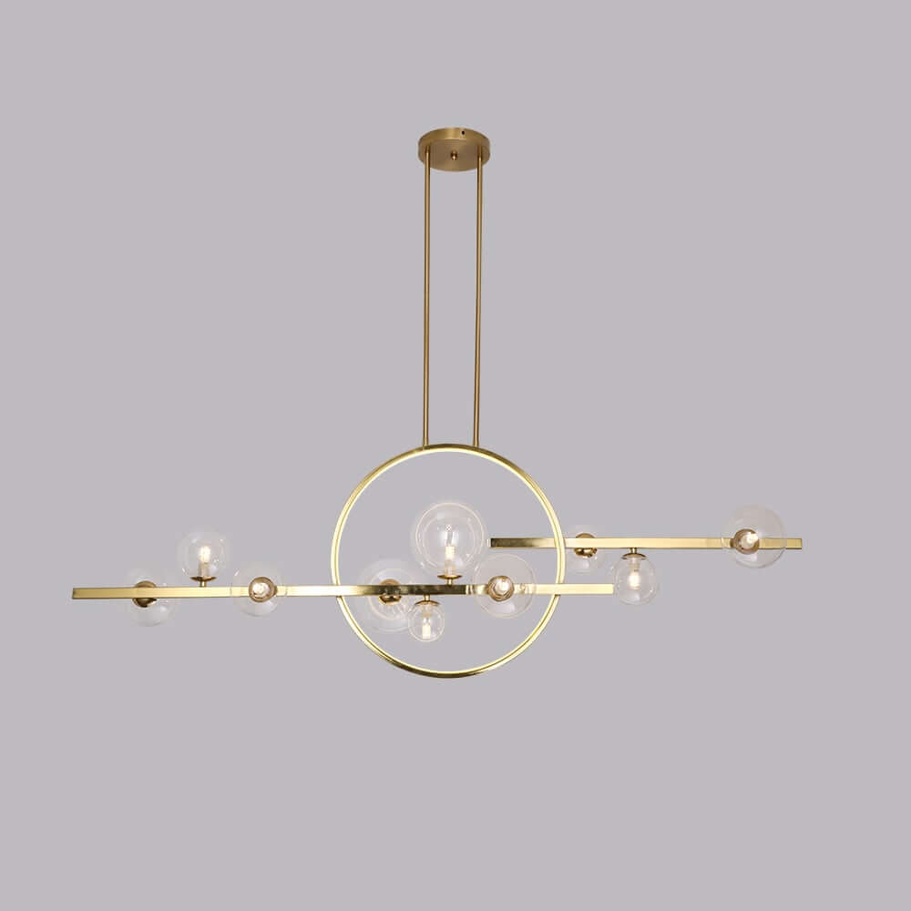 Modern 10-Light Black and Gold Linear Kitchen Island Chandelier