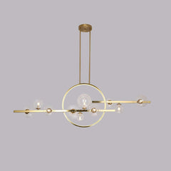 Modern 10-Light Black and Gold Linear Kitchen Island Chandelier