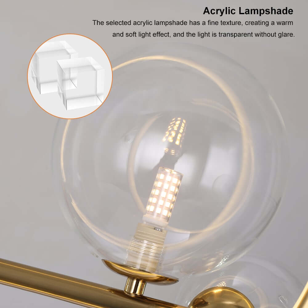 Modern 10-Light Black and Gold Linear Kitchen Island Chandelier