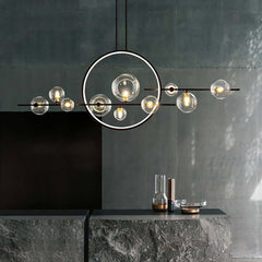 Modern 10-Light Black and Gold Linear Kitchen Island Chandelier