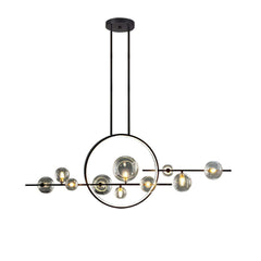 Modern 10-Light Black and Gold Linear Kitchen Island Chandelier