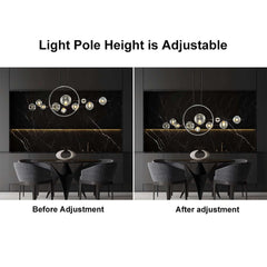 Modern 10-Light Black and Gold Linear Kitchen Island Chandelier