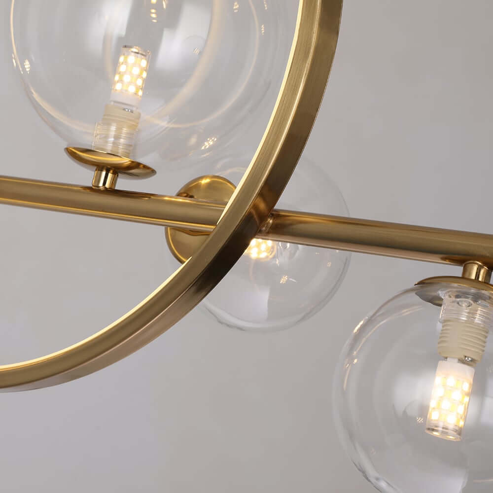 Modern 10-Light Black and Gold Linear Kitchen Island Chandelier