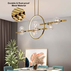 Modern 10-Light Black and Gold Linear Kitchen Island Chandelier