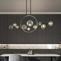 Modern 10-Light Black and Gold Linear Kitchen Island Chandelier