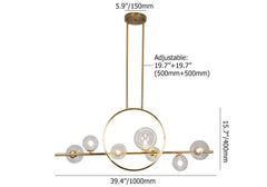 Modern 10-Light Black and Gold Linear Kitchen Island Chandelier Dimensions