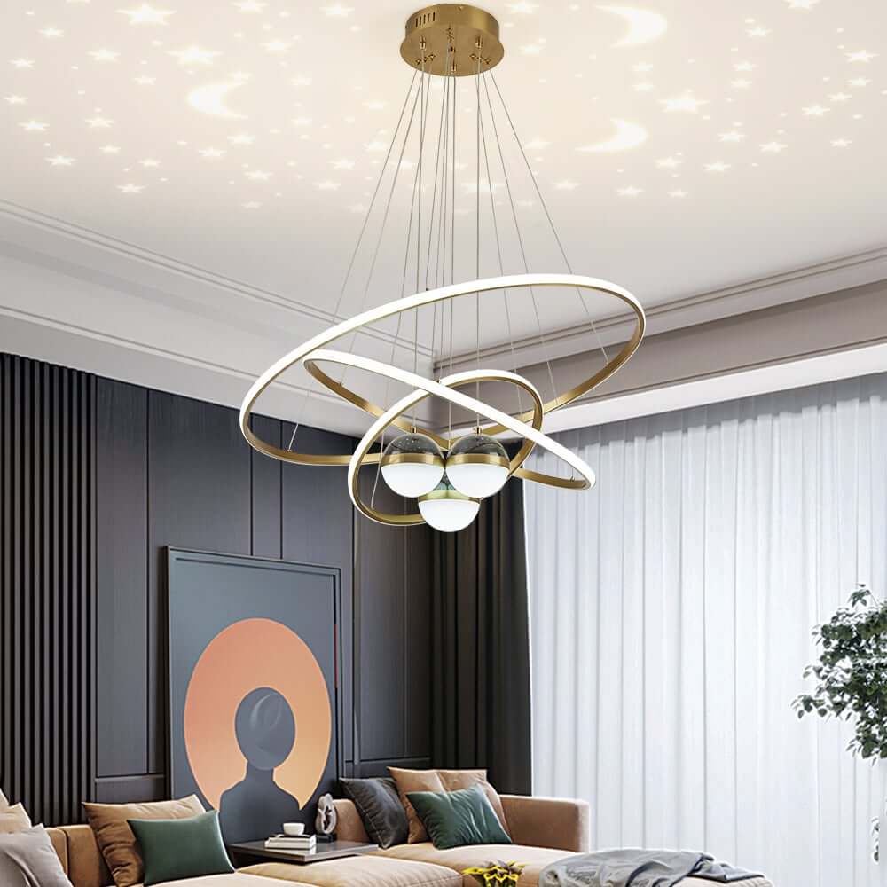 Modern 3-Tier Gold LED Chandelier with Unique Design