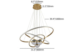 Modern 3-Tier Gold LED Chandelier with Unique Design Dimensions