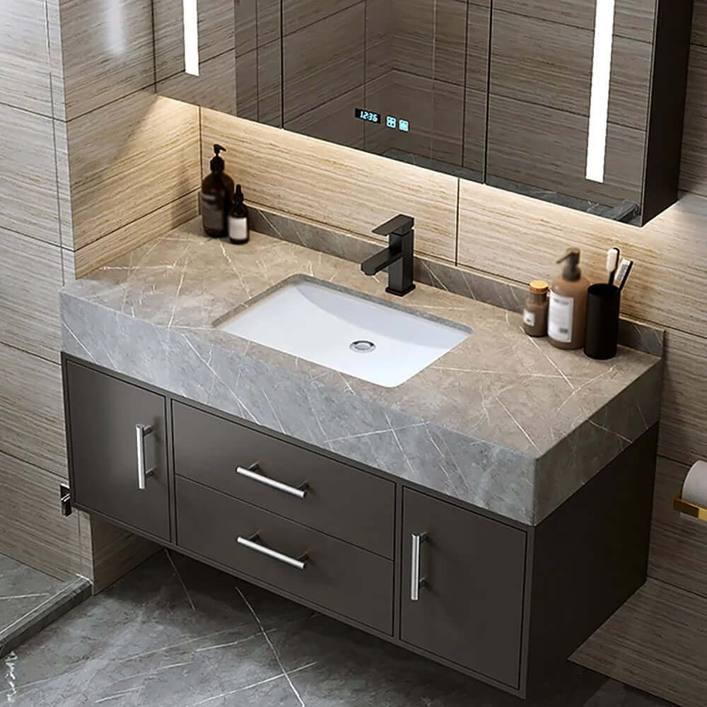 Modern 39.4" Floating Bathroom Vanity with Sintered Stone Top