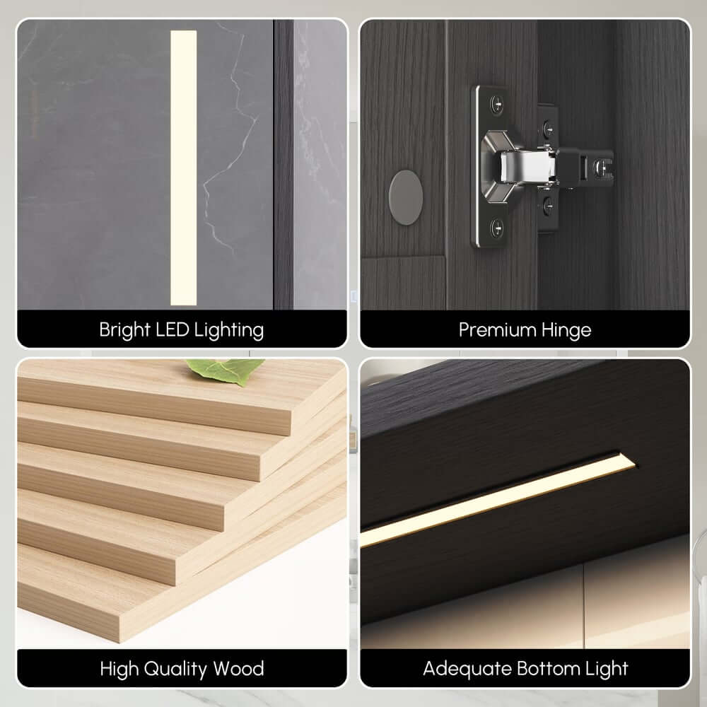 Modern 39.4" Floating Bathroom Vanity with Sintered Stone Top